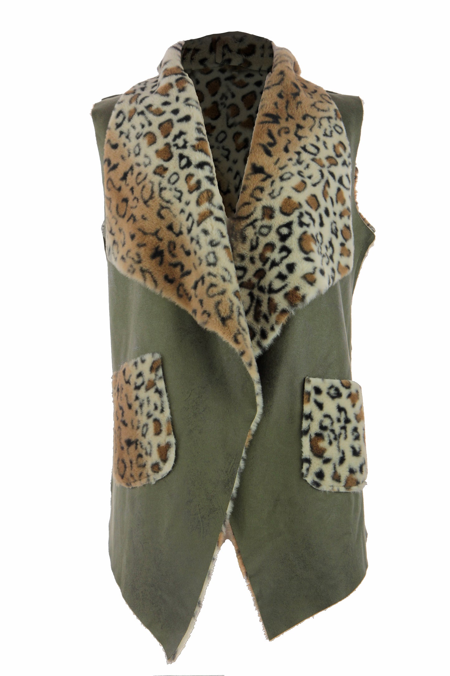 Faux Suede Leopard Gilet