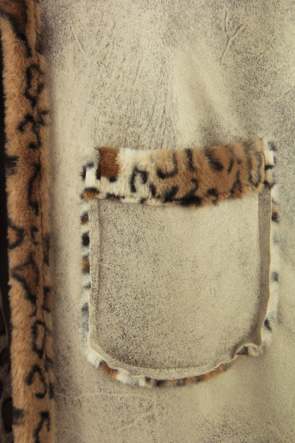 Faux Suede Leopard Longline Gilet