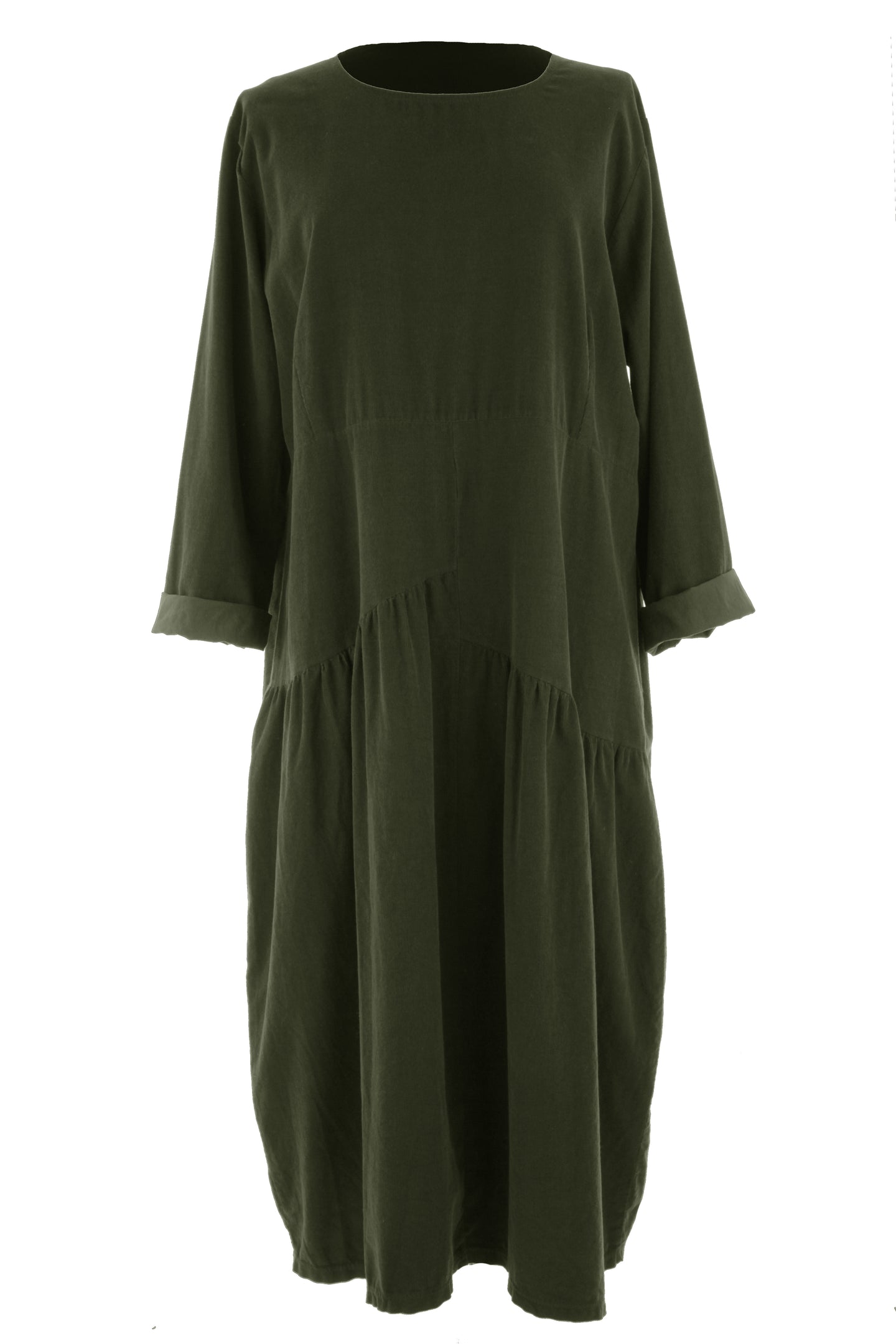 Pleat Panel Detail Corduroy Midi