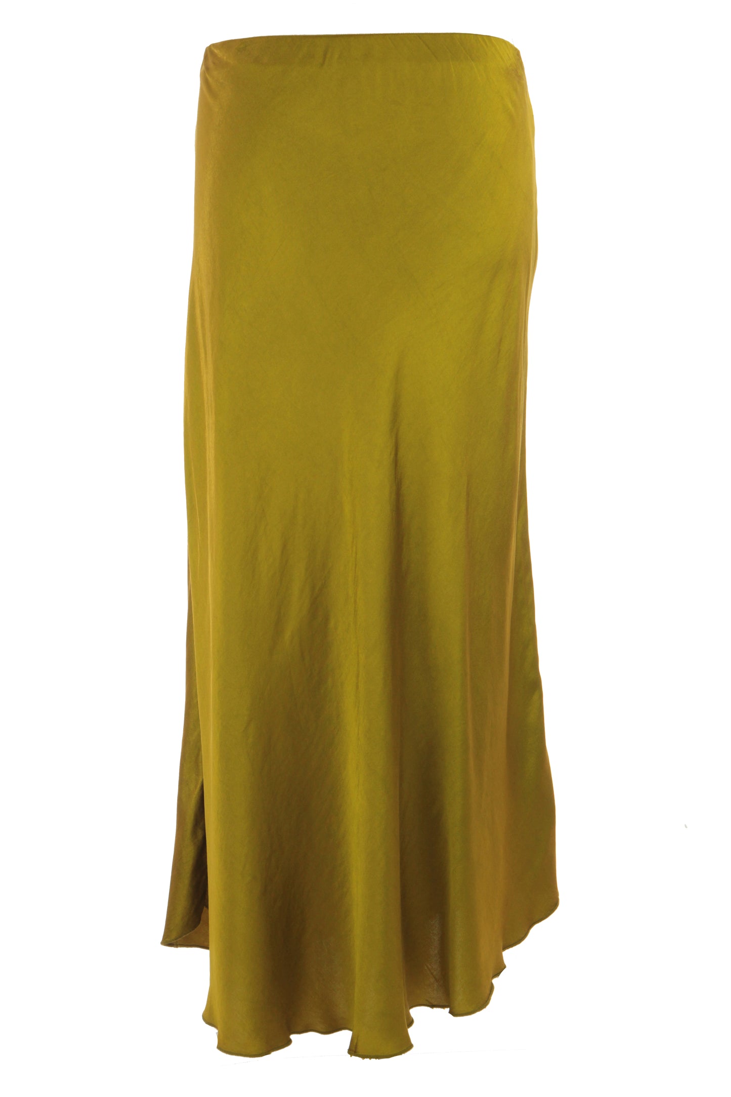 Bias Cut Silk Satin Midi Skirt