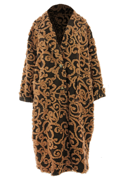 Swirl Pattern Wool Coat