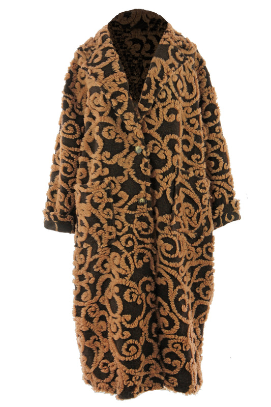 Swirl Pattern Wool Coat