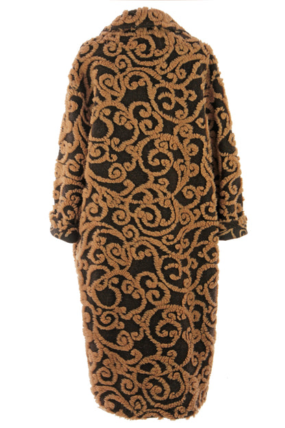 Swirl Pattern Wool Coat