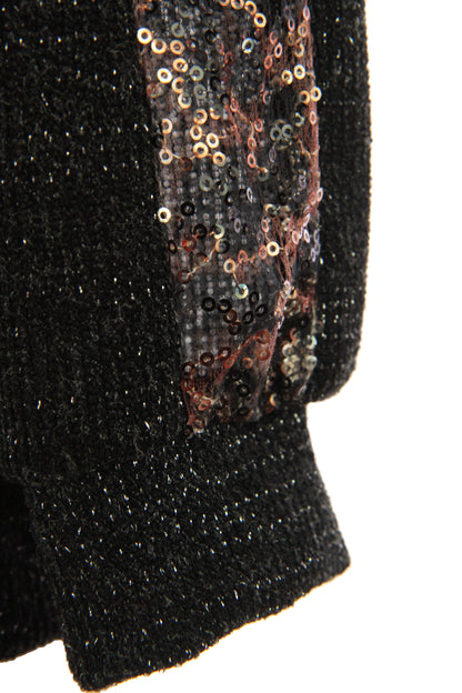 Leopard Sequin Trim Lurex Knit Jumper