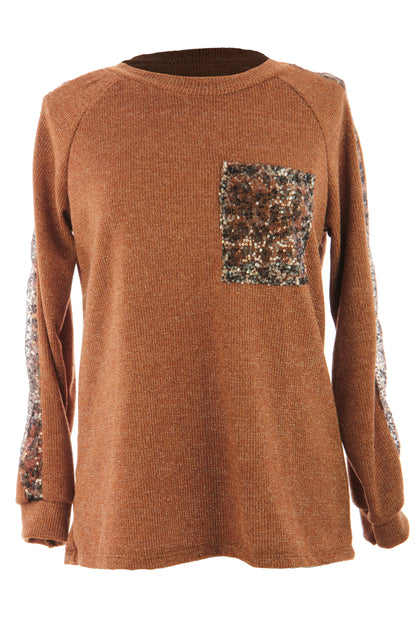 Leopard Sequin Trim Lurex Knit Jumper
