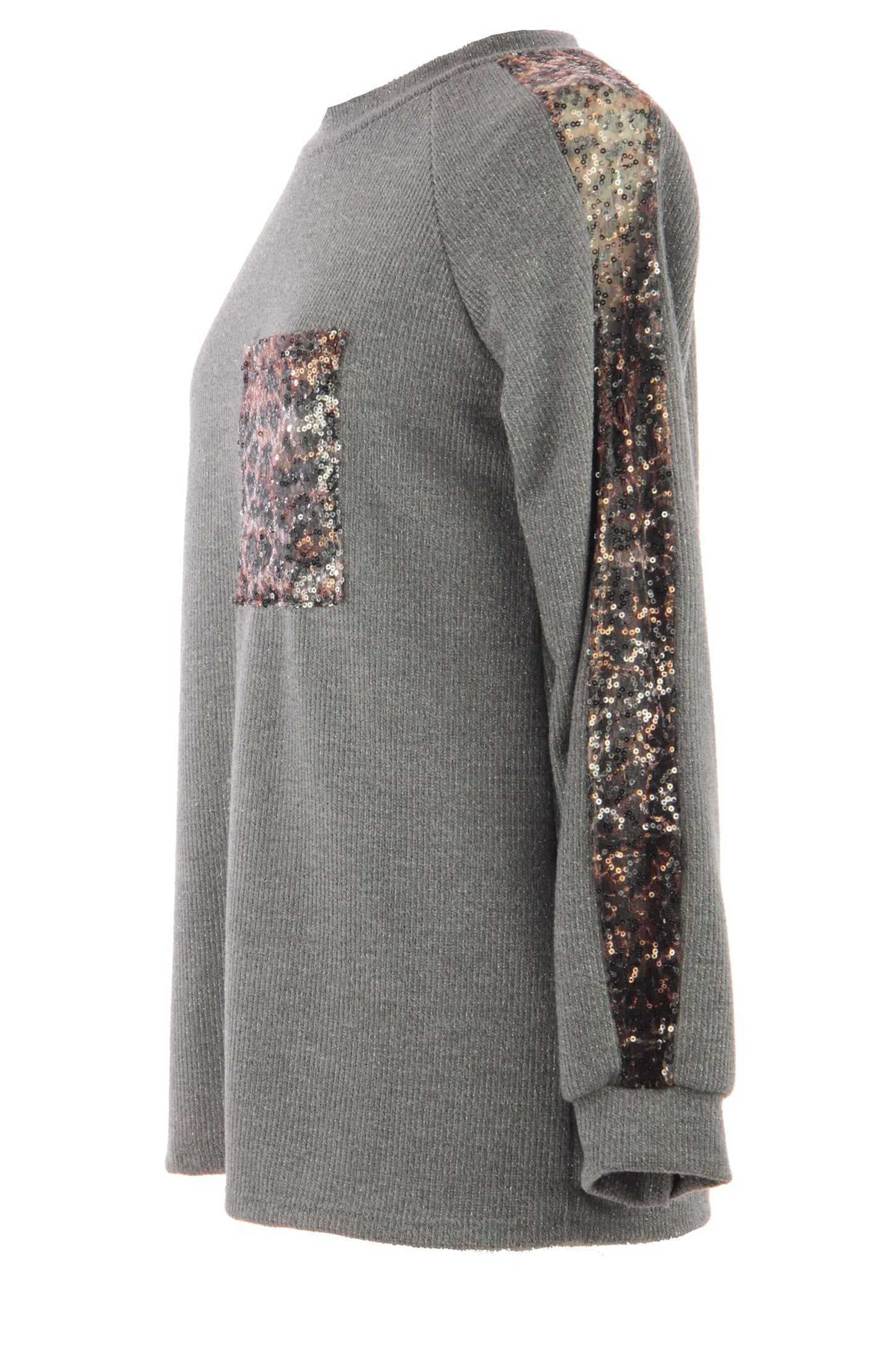 Leopard Sequin Trim Lurex Knit Jumper