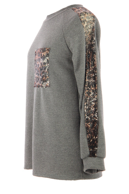 Leopard Sequin Trim Lurex Knit Jumper