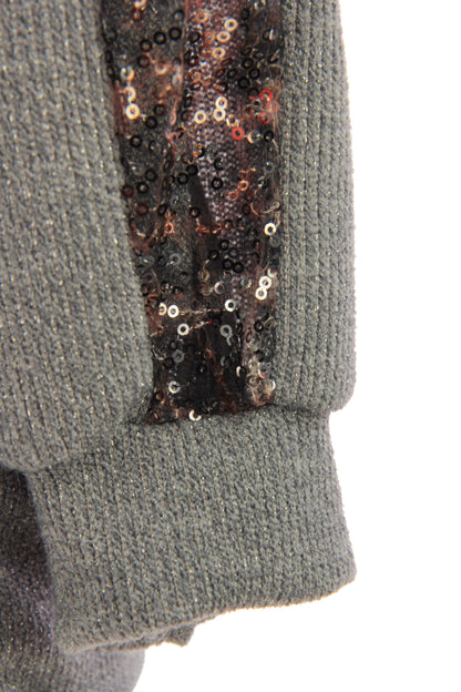 Leopard Sequin Trim Lurex Knit Jumper