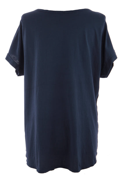 Foil Flower Linen Top