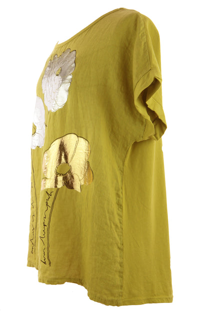 Foil Flower Linen Top