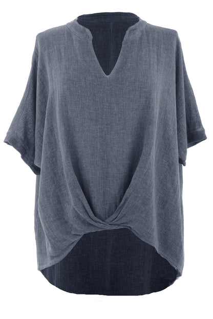 Twist Hem Teabag Linen Top