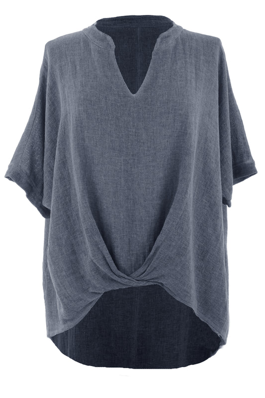 Twist Hem Teabag Linen Top