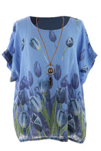 Load image into Gallery viewer, Tulip Print Necklace Cotton Top
