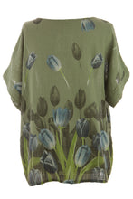 Load image into Gallery viewer, Tulip Print Necklace Cotton Top
