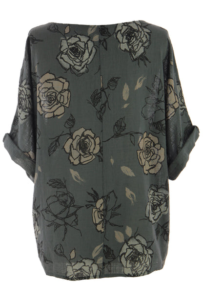 Rose Print Cotton Top
