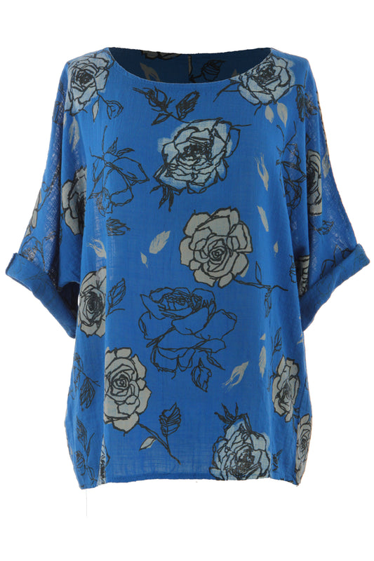 Rose Print Cotton Top