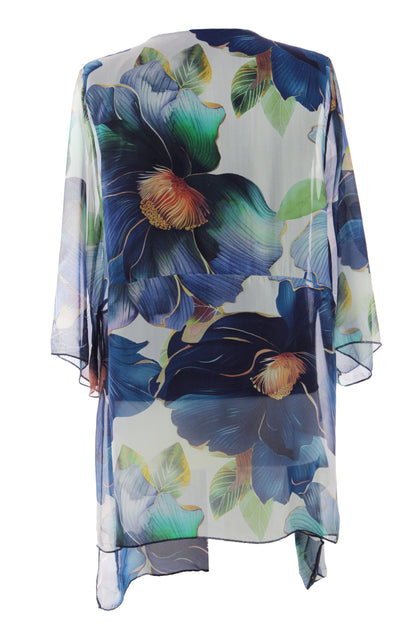Floral Print Asymmetric Hem Silk Blouse