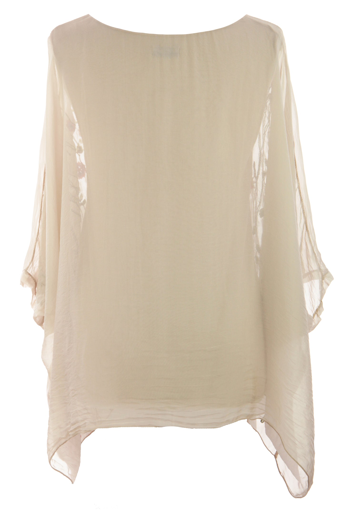 Floral Embroidery Silk Blouse