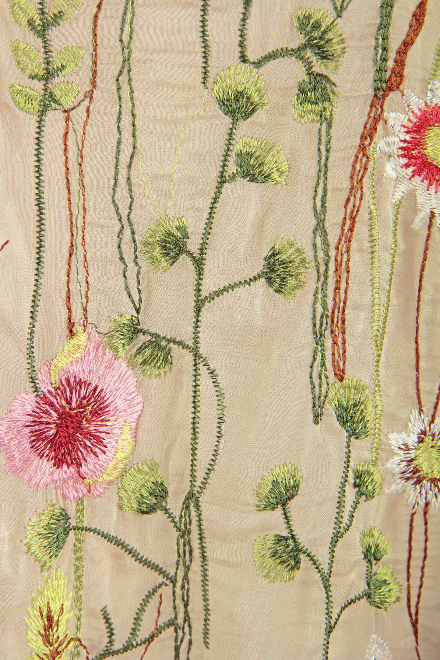 Floral Embroidery Silk Blouse