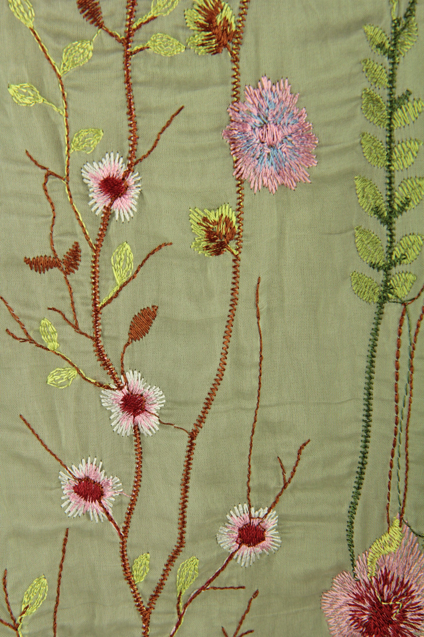 Floral Embroidery Silk Blouse