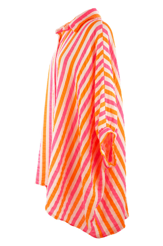 Stripe Print Cheesecloth Shirt