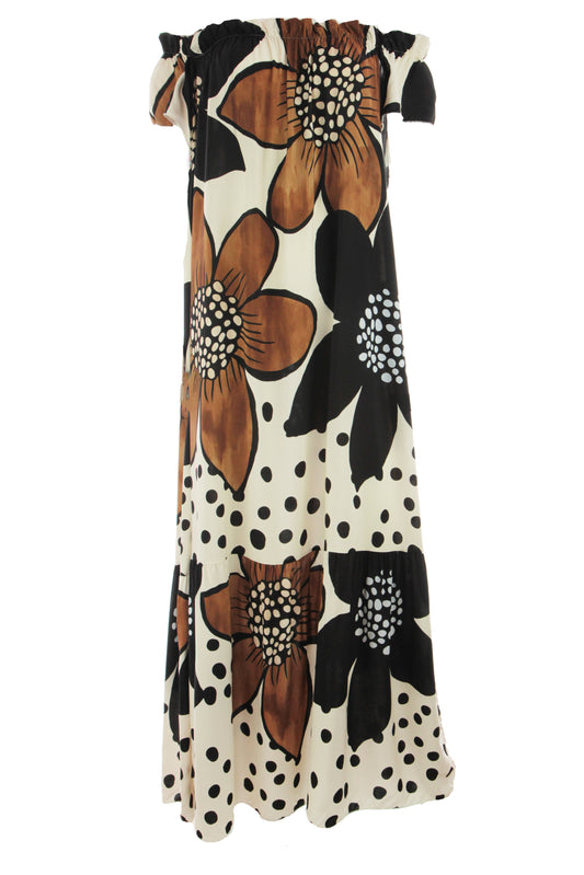 Floral Print Off Shoulder Maxi Dress