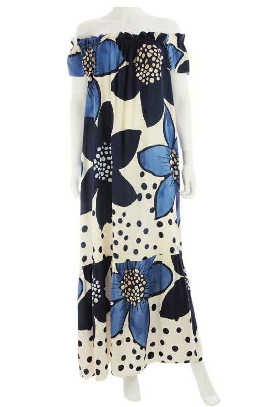 Floral Print Off Shoulder Maxi Dress