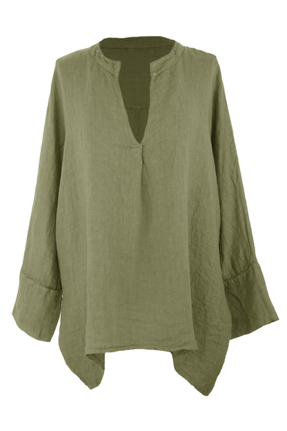 Collar V Neck Linen Top
