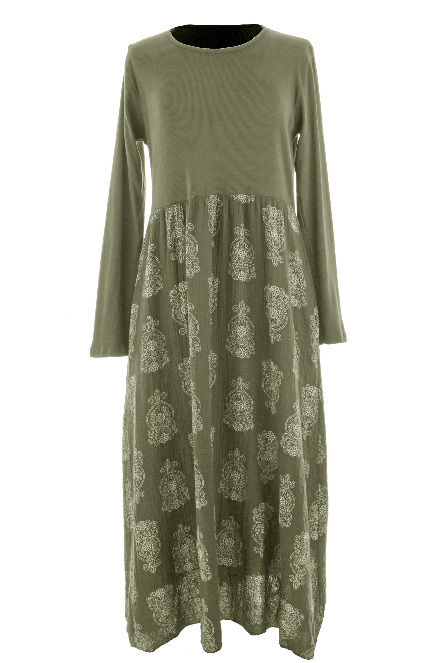 2 Pocket Mandala Print Midi Dress
