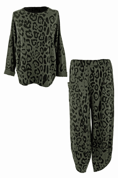 Leopard Print Sweatshirt Jogger Set