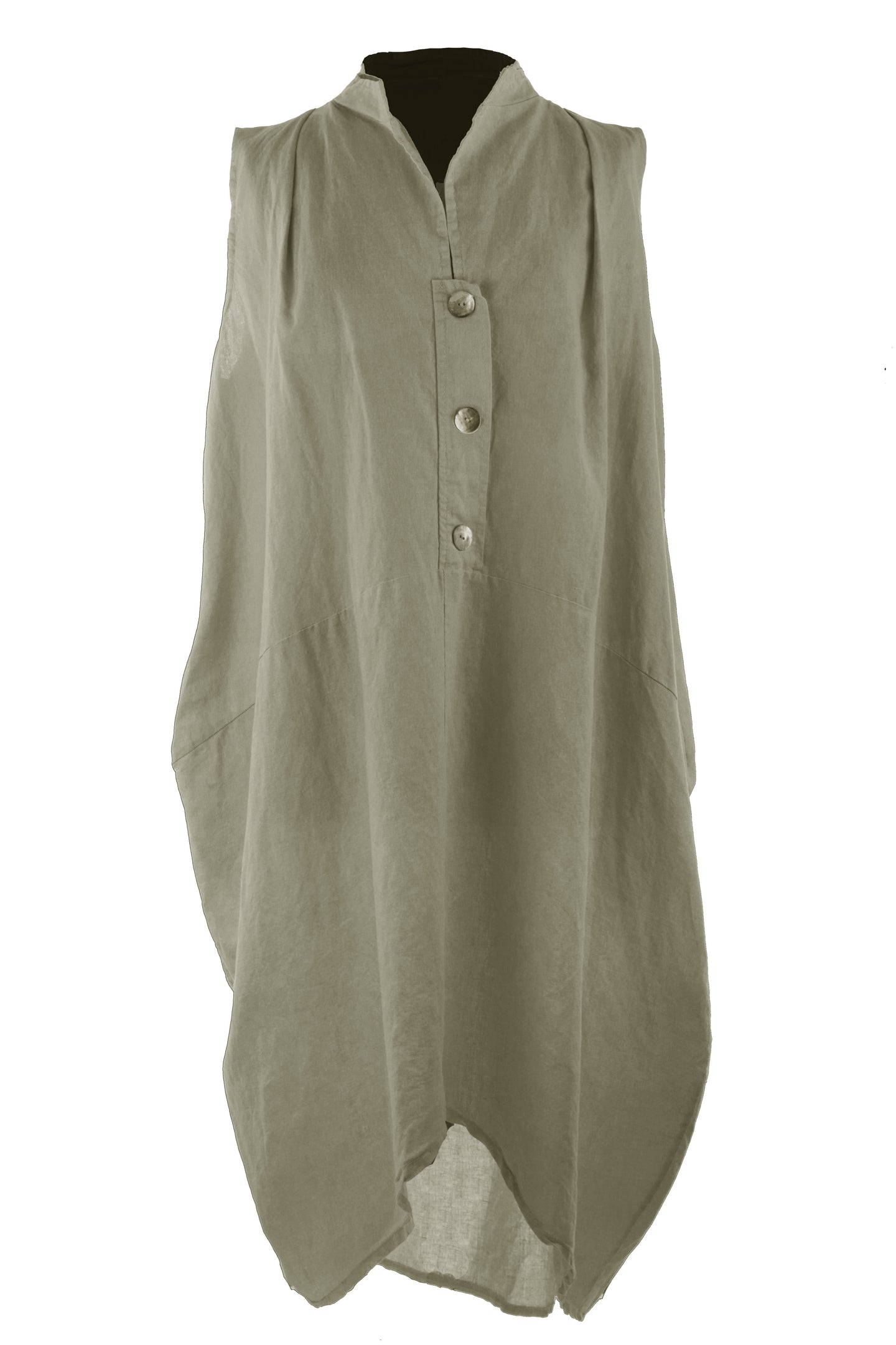 Sleeveless Button Detail Linen Dress