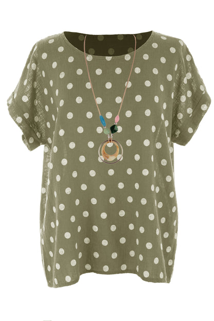 Polka Dot Print Necklace Top