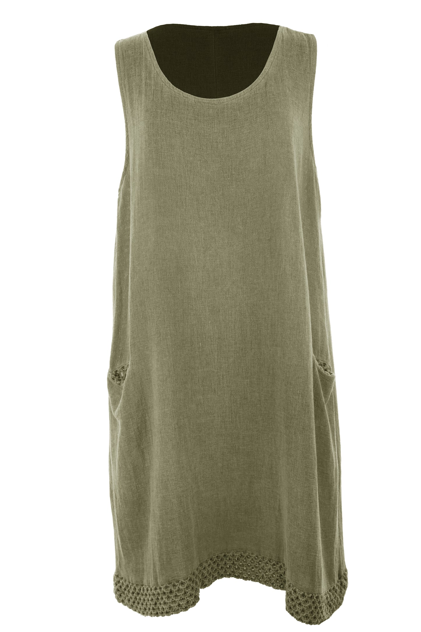 Sleeveless 2 Pocket Teabag Linen Dress