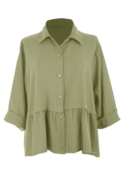 Frill Panel Linen Shirt