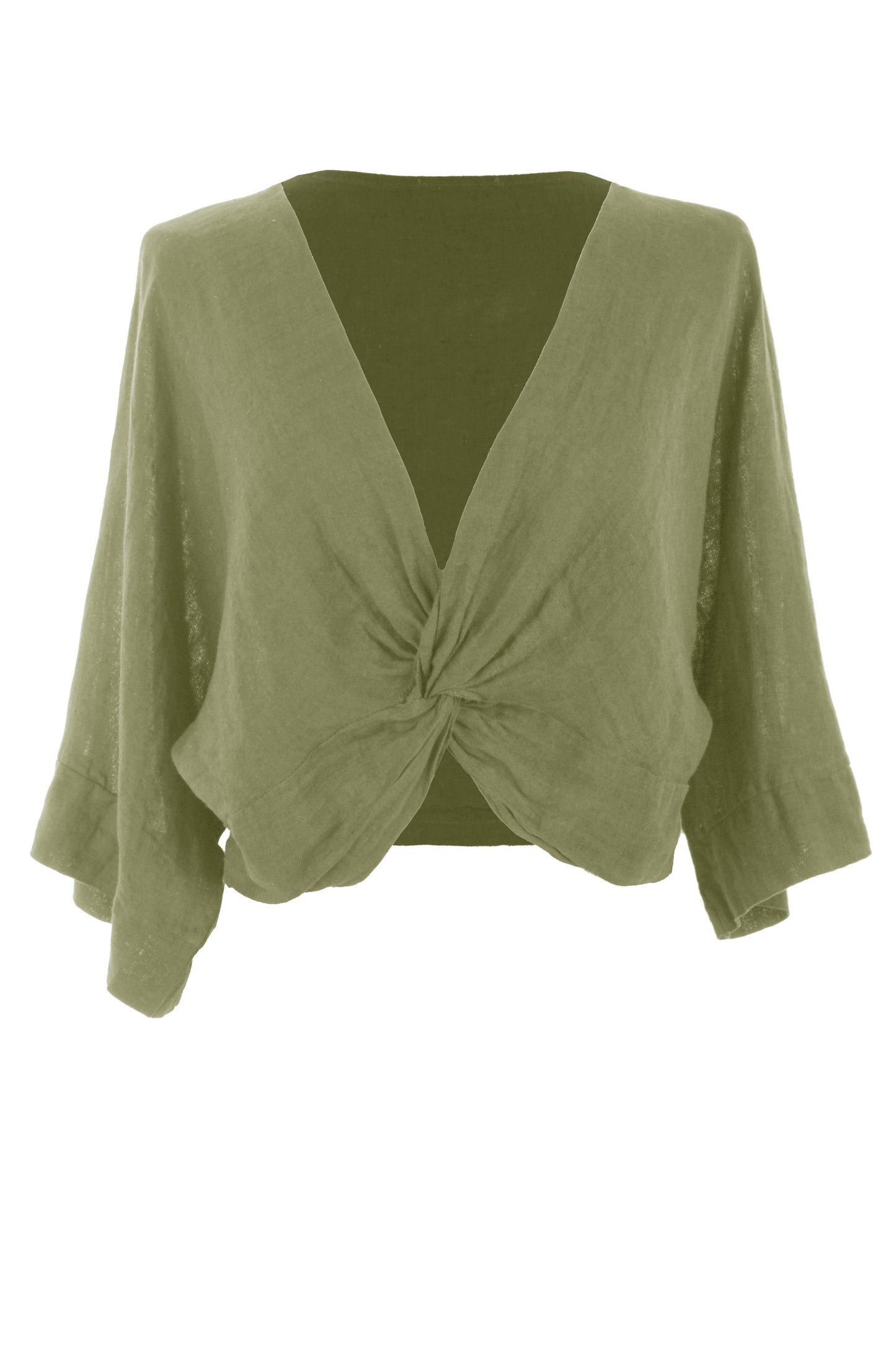 Twist Front Linen Crop Top