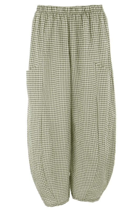 Barrel Leg Gingham Trouser