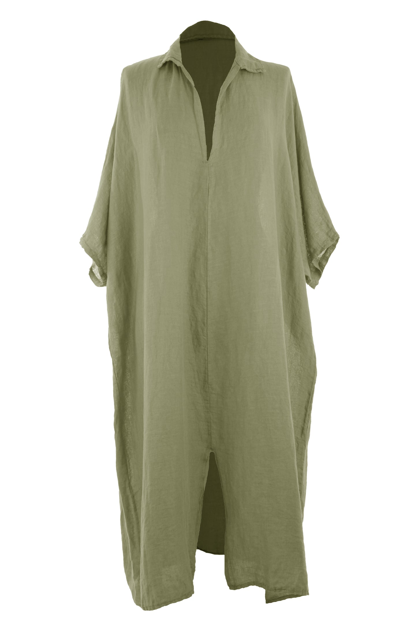 Batwing Collar Tulip Linen Midi