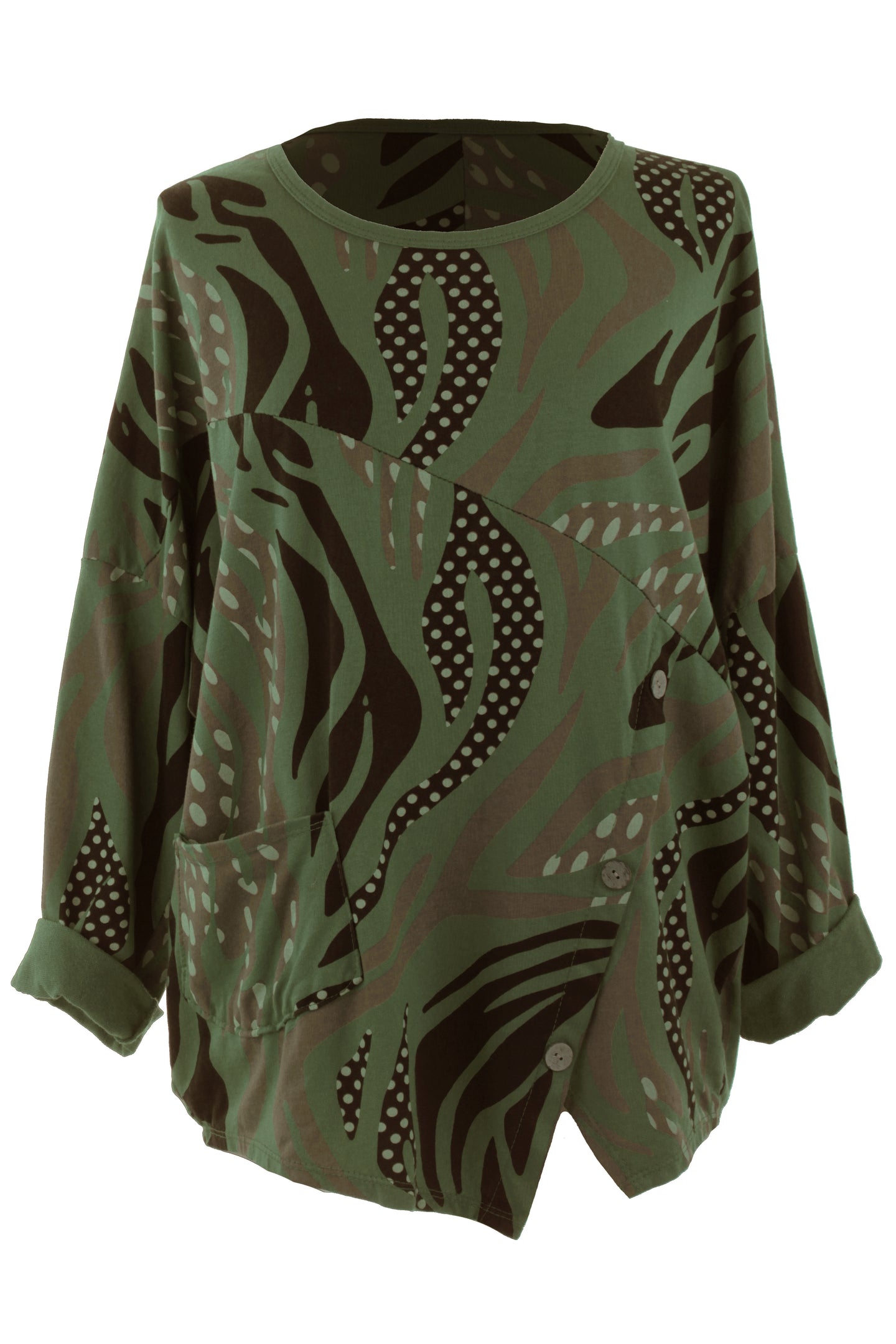 3 Button Printed Top
