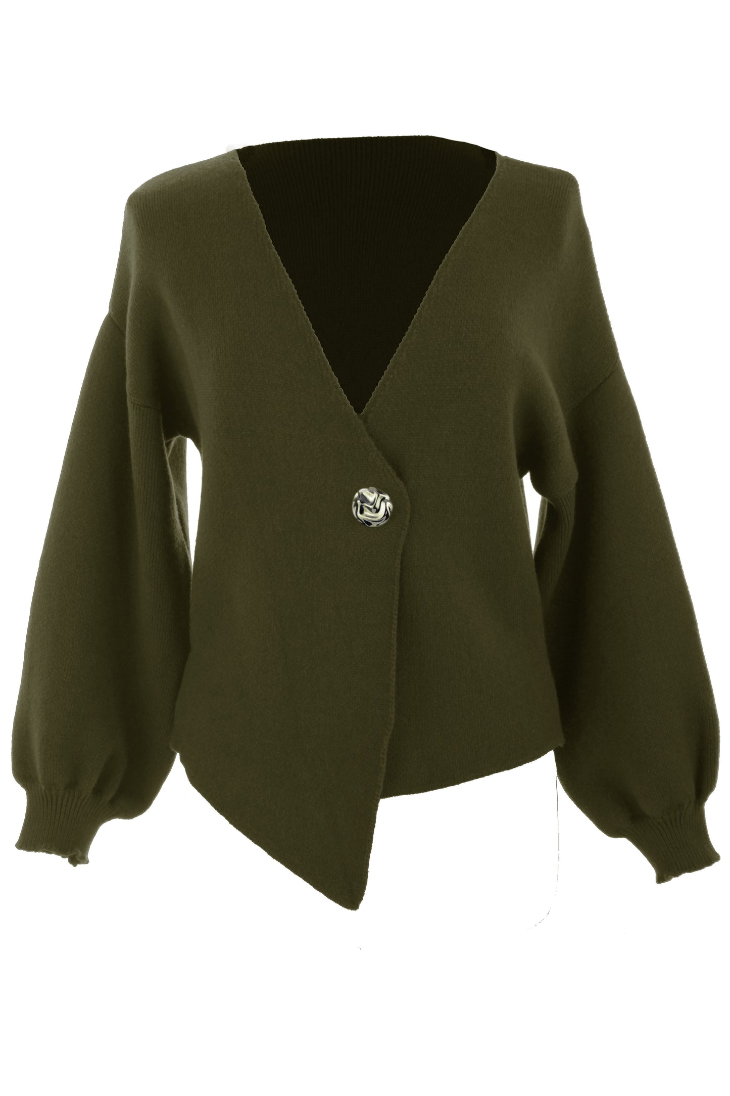 V Neck One Button Knit Cardigan