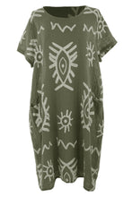 Load image into Gallery viewer, 2 Pocket Abstract Print Dress
