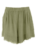 Load image into Gallery viewer, Frayed Trim Linen Shorts
