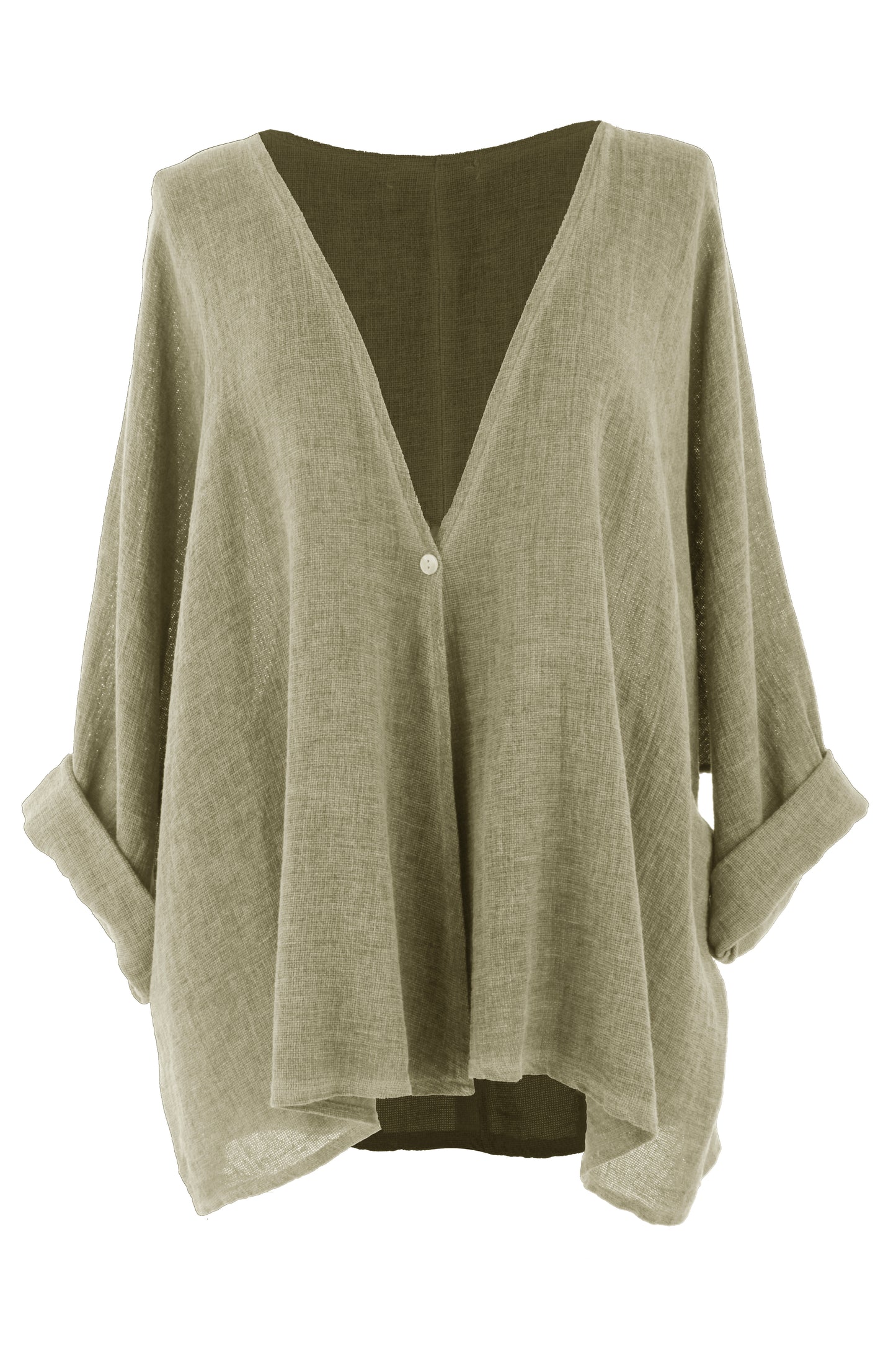 One Button Linen Cardigan
