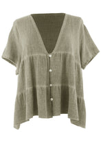 Load image into Gallery viewer, Button Tiered Linen Top
