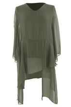 Load image into Gallery viewer, V Neck Asymmetric Silk Top
