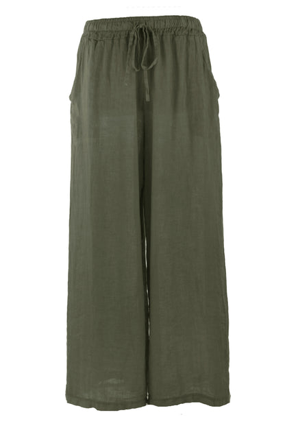 2 Pocket Wide Leg Linen Trouser