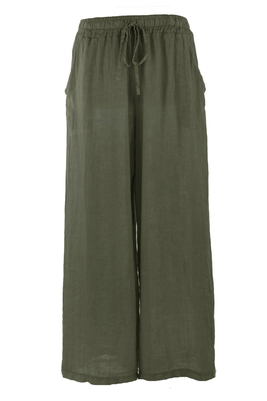 2 Pocket Wide Leg Linen Trouser