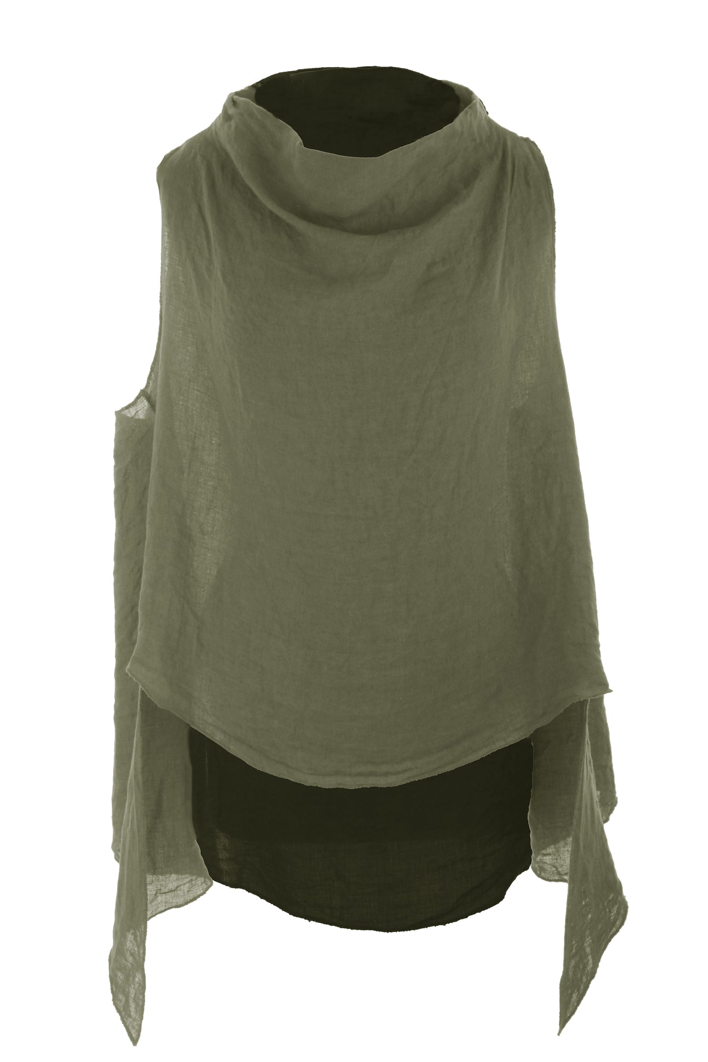 Sleeveless Cowl Neck Linen Top