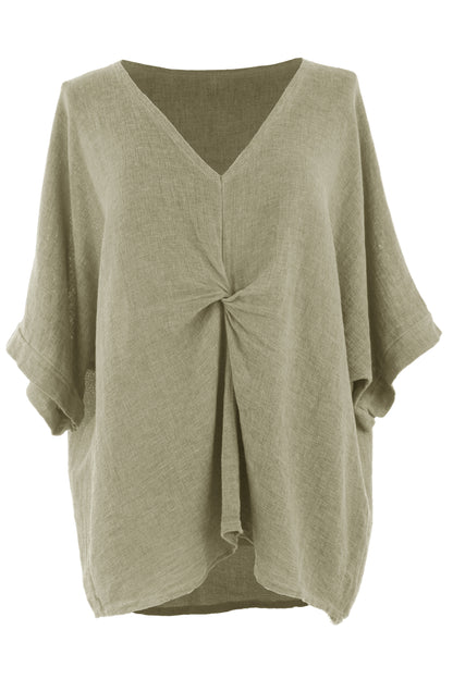 Twist Front Teabag Linen Top