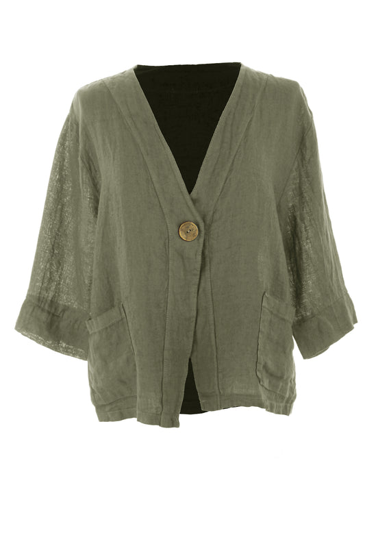 One Button Linen Jacket