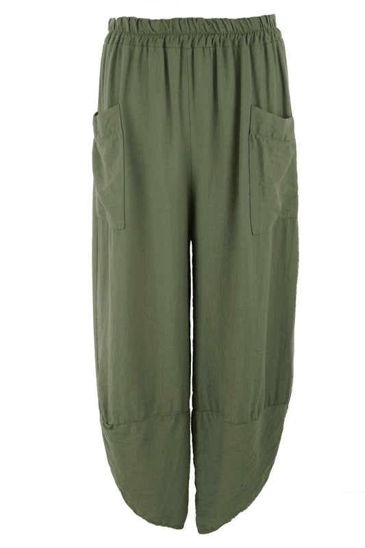 2 Pocket Ankle Length Barrel Leg Trouser